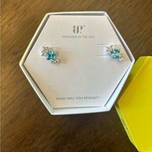 Bomb Party Sparkling Aqua Blue and CZ Stud Earrings